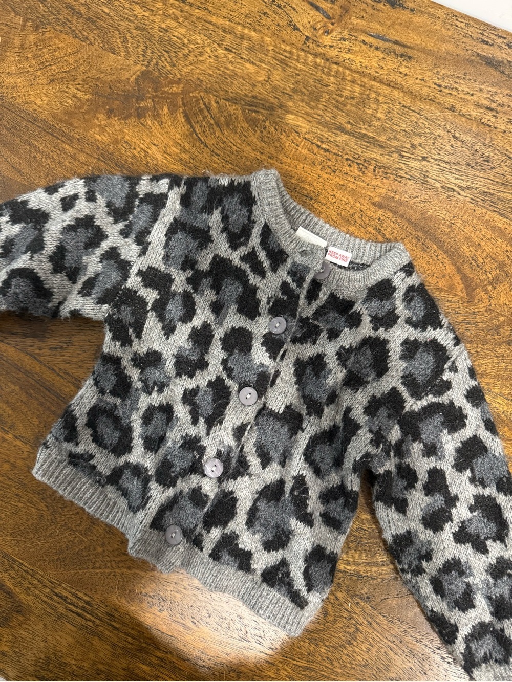 Zara Toddler Animal Print Gray Button-Up Sweater Cardigan